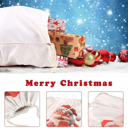 CCINEE Canvas Santa Sack 27x20in Red Drawstring Personalized Letter A