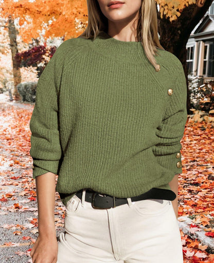 PRETTYGARDEN Womens Ribbed Knit Raglan Mock Neck Sweater Beige Size S