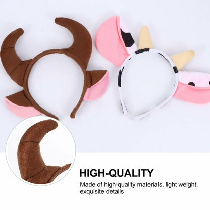 Beaupretty 2pcs Plush Bull Horns Headband Christmas Holiday Costume