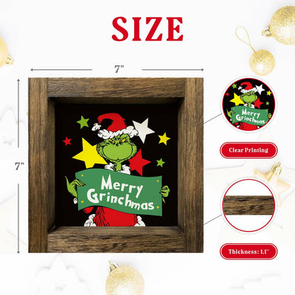 Funny Christmas Wooden Sign Home Bathroom Decor Cute Xmas 7x7 Inch Frame