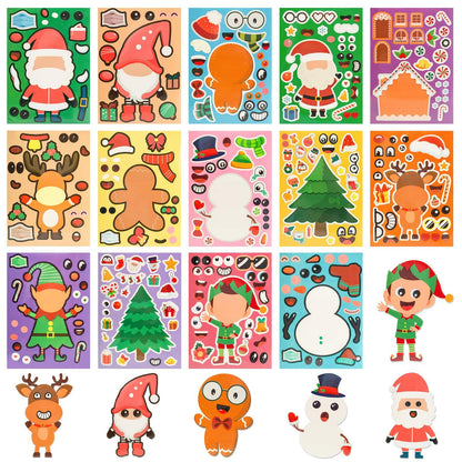 LovesTown 56PCS Waterproof Christmas Face Stickers for Kids Party Favors
