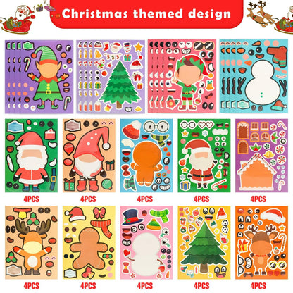 LovesTown 56PCS Waterproof Christmas Face Stickers for Kids Party Favors