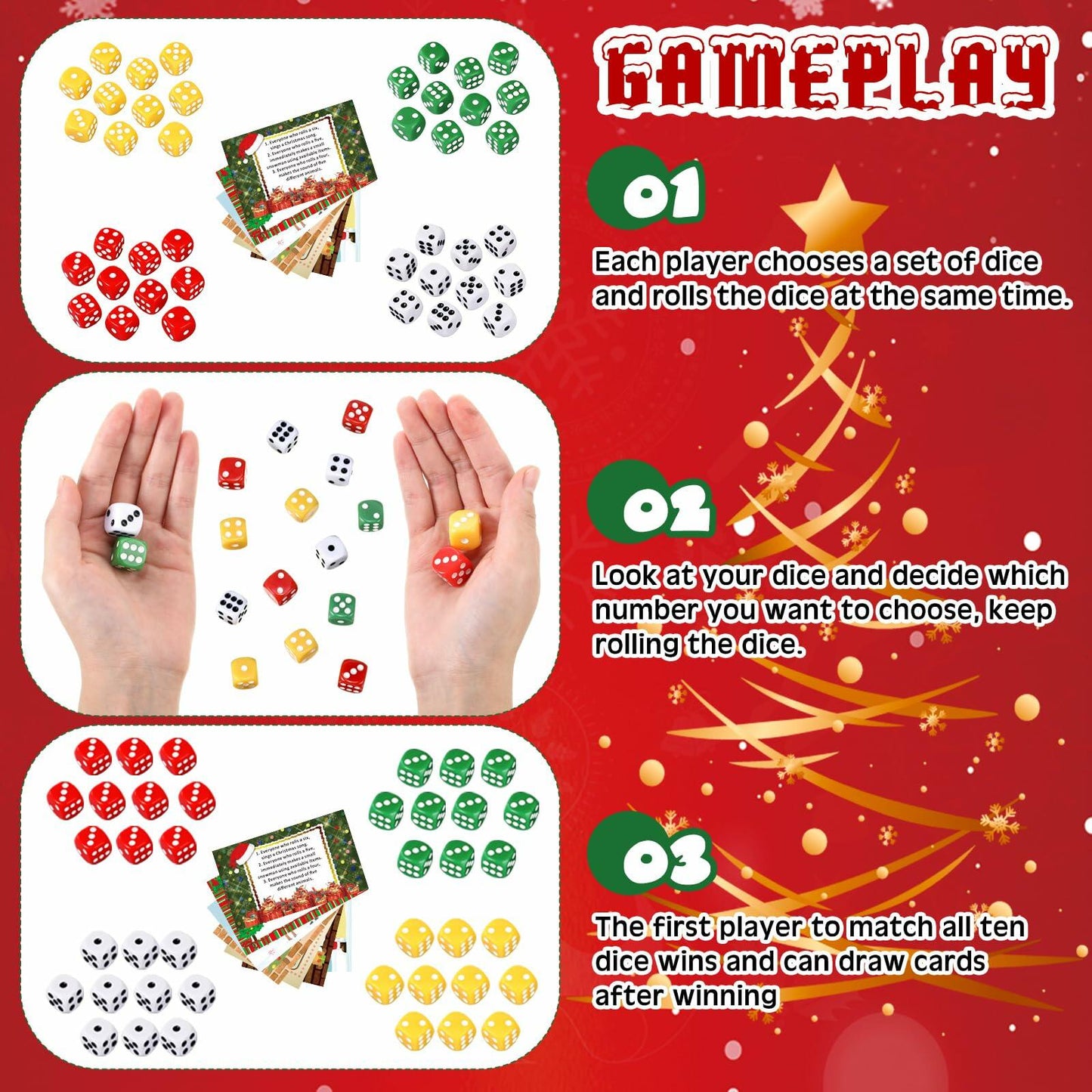 Shappy Christmas Party Dice Game Set 4 Sets 4 Colored Dice Storage Box 4 Players