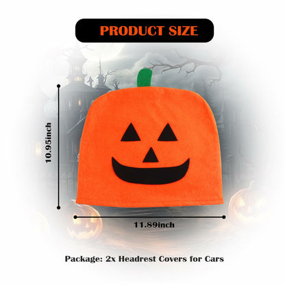 IHOTDER 2PCS Halloween Pumpkin Car Headrest Covers Universal