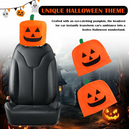 IHOTDER 2PCS Halloween Pumpkin Car Headrest Covers Universal