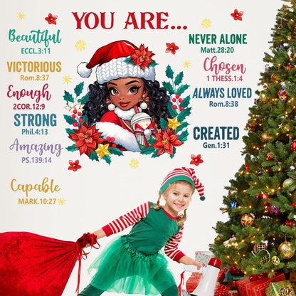 Mfault Christmas Black Girl Inspirational Wall Decals Stickers Xmas Decor