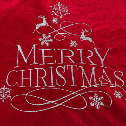 USILAND Christmas Tree Skirt Brown Velvet Snowflakes Embroidery 32in
