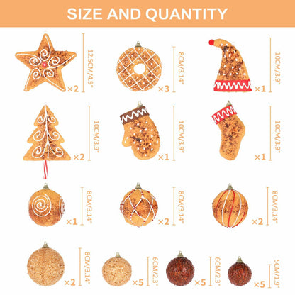 RoseCraft Christmas Ornaments Set 32PCS Shatterproof Multi-Color Hanging Balls