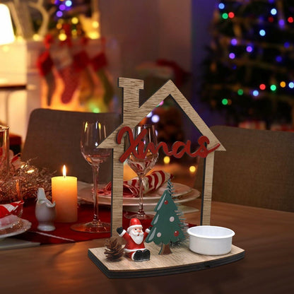 VQN Christmas Wooden Small House Crafts Rustic Xmas Holiday Ornament Decor