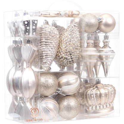 Sea Team 50-Pack Shatterproof Christmas Ball Ornaments Set Silver Xmas