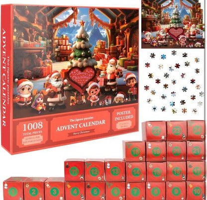 Unbranded Advent Calendar 2024 Jigsaw Puzzle 24 Days Christmas Countdown Red