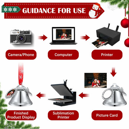 Syhood 16pcs Christmas Sublimation Bell Ornaments Red Metal Angel Frame