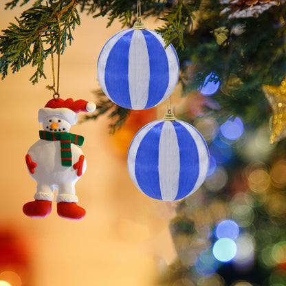 12 Pcs Christmas Thread Wrapped Balls Ornaments 2.4 Inch Holiday Decor