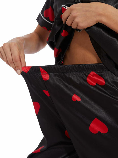 VENTELAN Women's Pajama Set Plus Size Super-Soft Short & Long Sleeve Pants SizeL