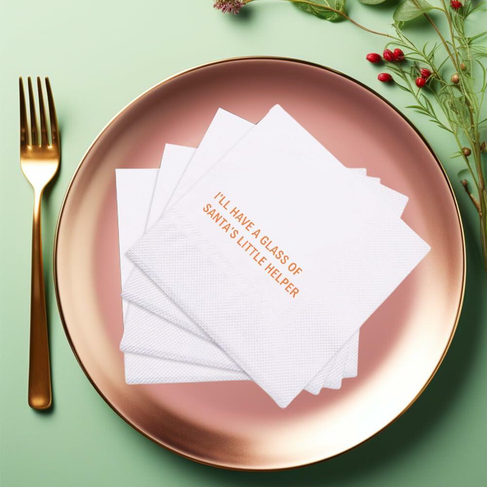 VOWFOO Funny Quotes Cocktail Napkins Holiday Party 4.5x4.5 100pcs 2-Ply