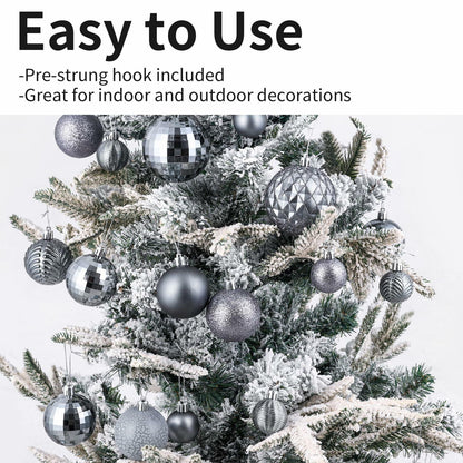 LANGXUN 36pcs Grey Christmas Tree Decorations Balls Shatterproof Ornaments