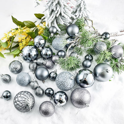 LANGXUN 36pcs Grey Christmas Tree Decorations Balls Shatterproof Ornaments
