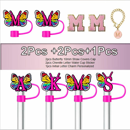 Stanley Cup Accessories Straw Cover Set IN CHENTHY 2pcs + Letter Charm Chains K