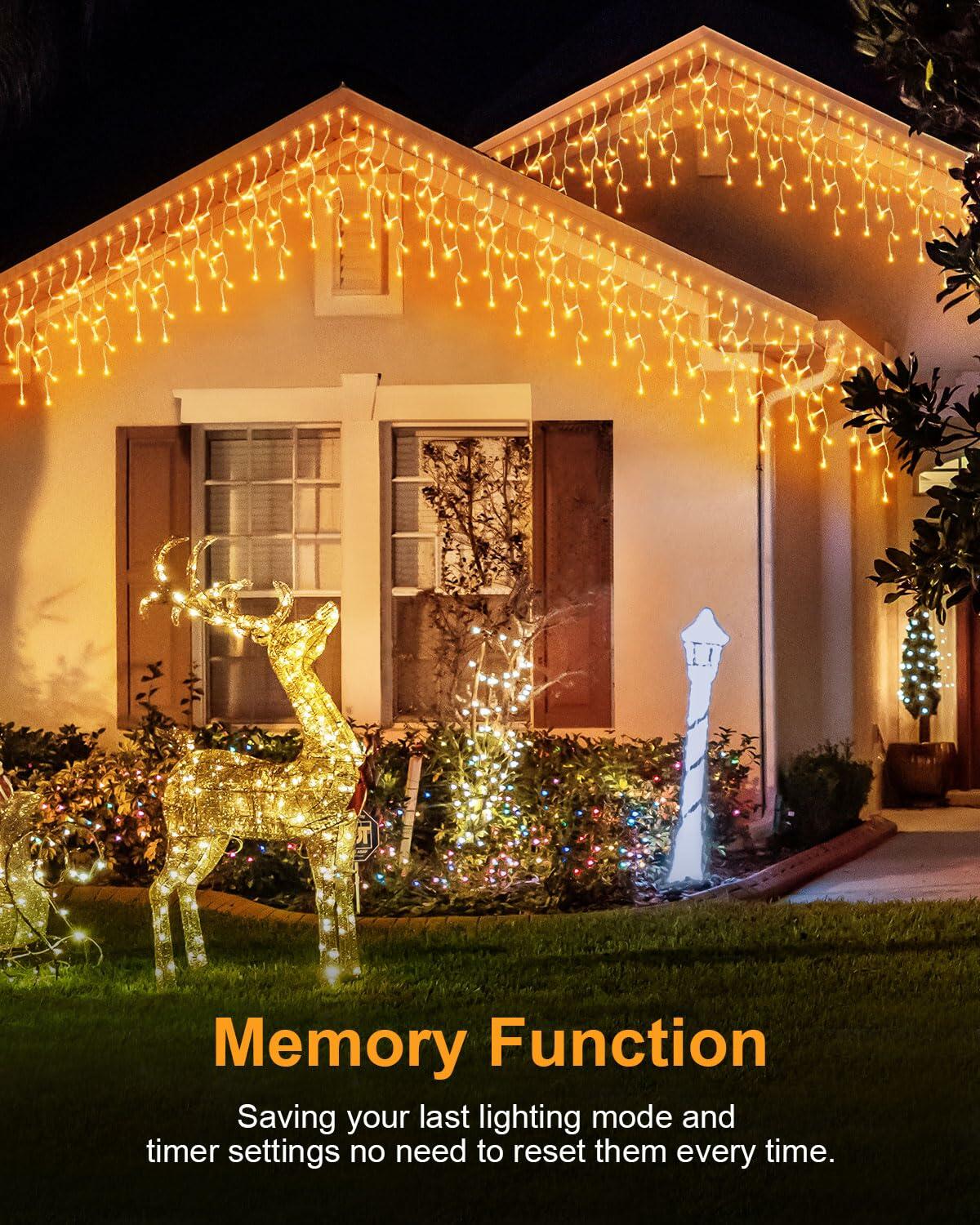 JIXXULVU 2 Pack 53FT 486 LED Outdoor Waterproof Timer Warm White