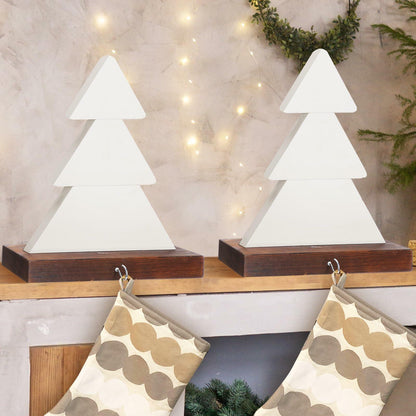 [Like New] Beeveer Christmas Tree Stocking Holder White Wooden Mantle Hanger 9.8 Inch 2 Pc
