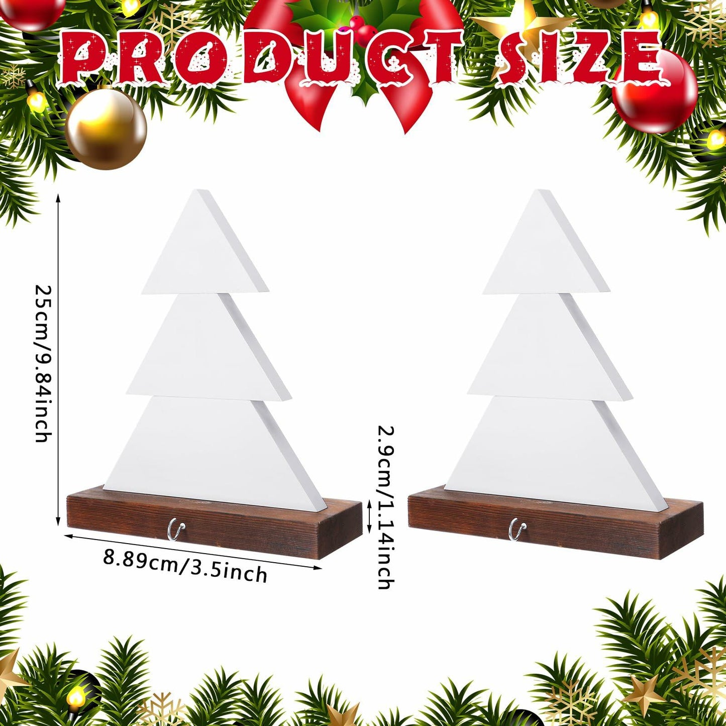 Beeveer Christmas Tree Stocking Holder Wooden Mantle Hanger White 9.8 Inch 2 Pc