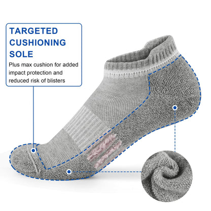 Amutost Womens Athletic Ankle Socks No Show Cushioned 6 Pairs Size M
