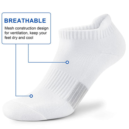 Amutost Womens Athletic Ankle Socks No Show Cushioned 6 Pairs Size M