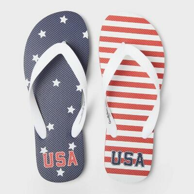 Goodfellow & Co Men's Brent Americana Flip Flop Sandals Red/White Size L 11/12