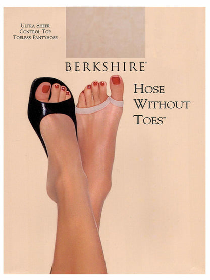 [Like New] Berkshire Womens Ultra Sheer Control Top Hose Without Toes Pantyhose Nude Size 3