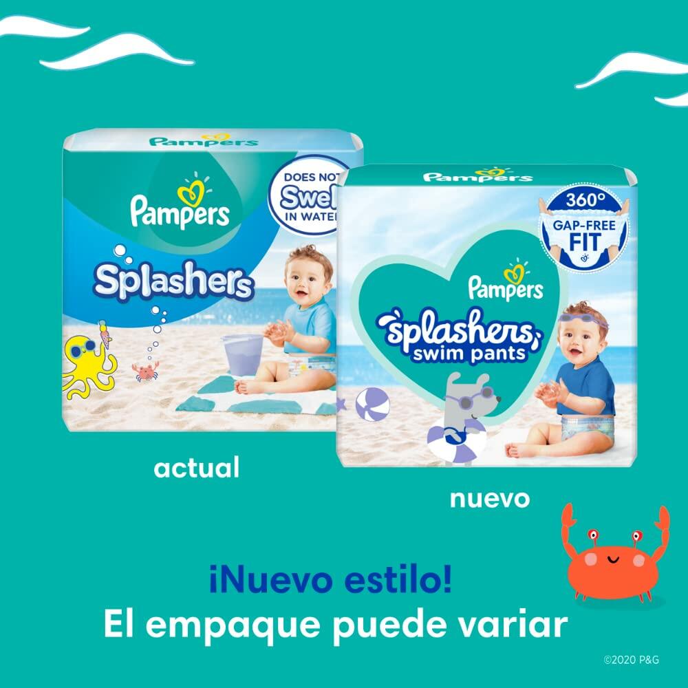 Pampers Splashers Swim Diapers Blue White 10 Count Size Large