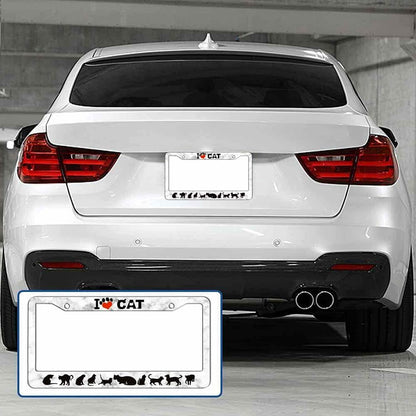 AUCCMORLY Stainless Steel Cat License Plate Frame Car Accessories 2 Pcs Set