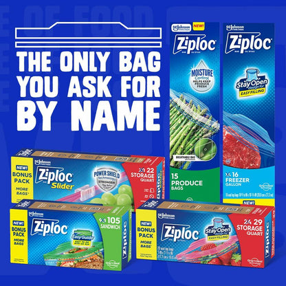 Ziploc Half Gallon Freezer Bags Grip 'n Seal Technology 40 Count