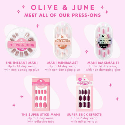 Olive & June Press-On Nails Medium Oval 42ct Pure White Syrup Gradient