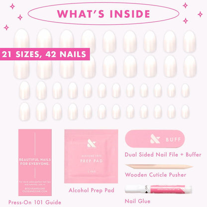 Olive & June Press-On Nails Medium Oval 42ct Pure White Syrup Gradient