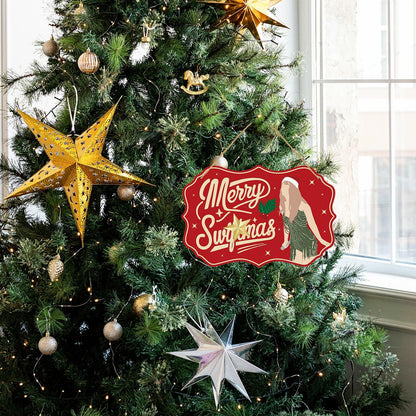 Funny Christmas Wood Door Sign Holiday Decor Welcome Front Door Hanging