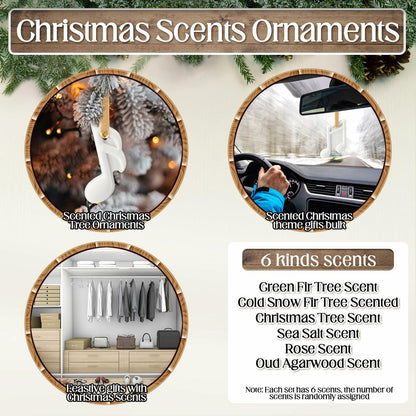 Heigble 6 Sets White Music Note Christmas Tree Hanging Scented Ornaments