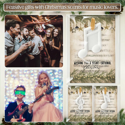 Heigble 6 Sets White Music Note Christmas Tree Hanging Scented Ornaments