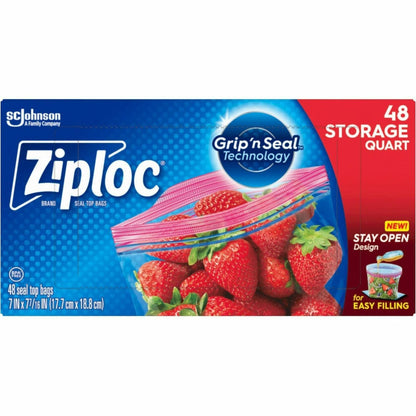 Ziploc Double Zipper Storage Bags Clear Plastic 0.6 lbs Size 2.5