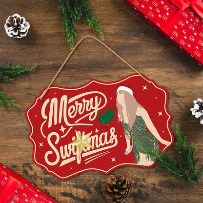 Funny Christmas Wood Door Sign Holiday Decor Welcome Front Door Hanging