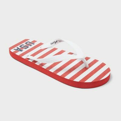 Cat & Jack Kids Americana USA Flip Flops Red/White Thong Strap Size M 6/7