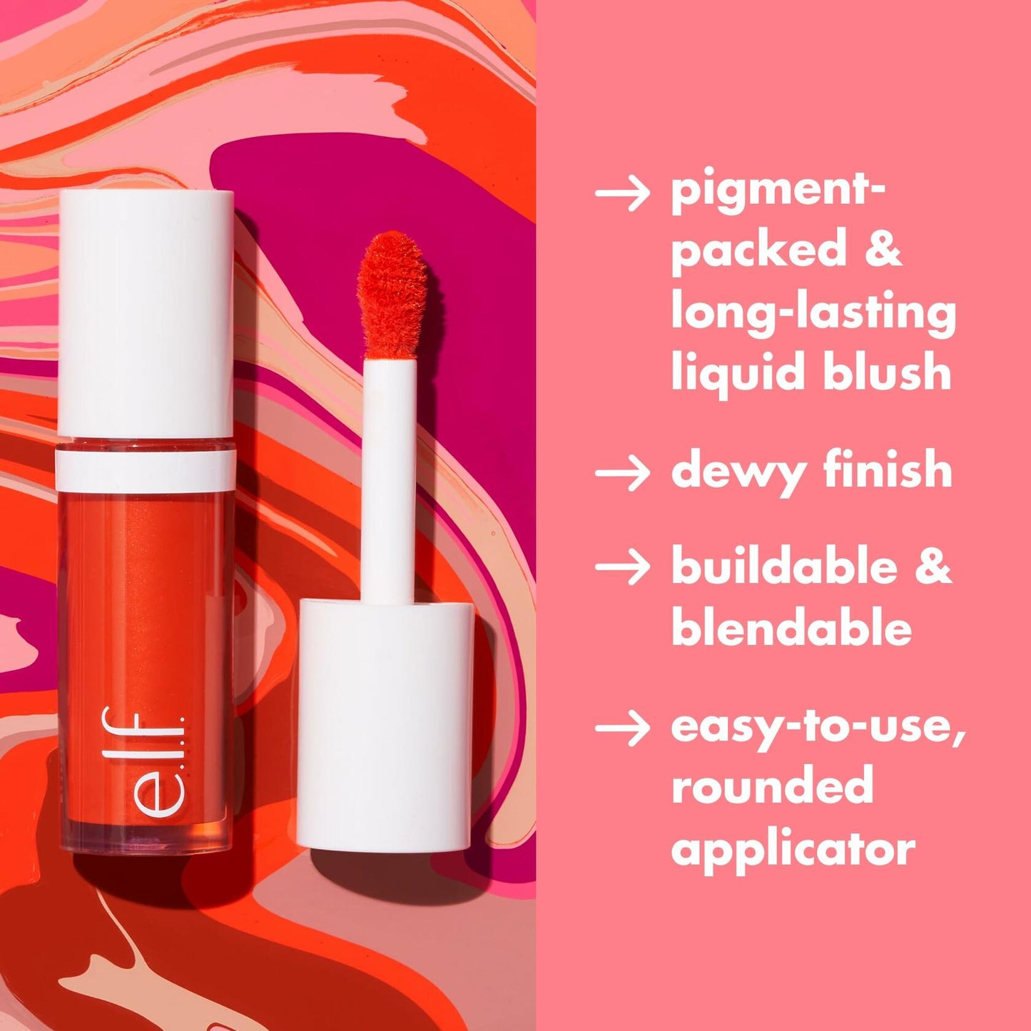 [Like New] e.l.f. Camo Liquid Blush 0.13 Fl Oz High-Pigment Soft Dewy Cheeky Lychee