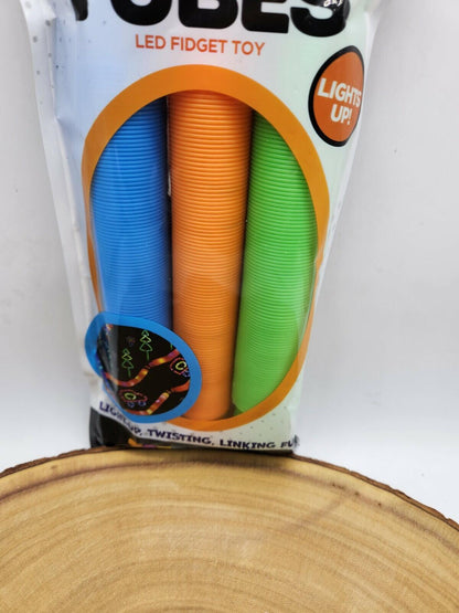 Big Time Toys LED Light Up Pop Tubes Fidget Toy 3pk Visual Sensory