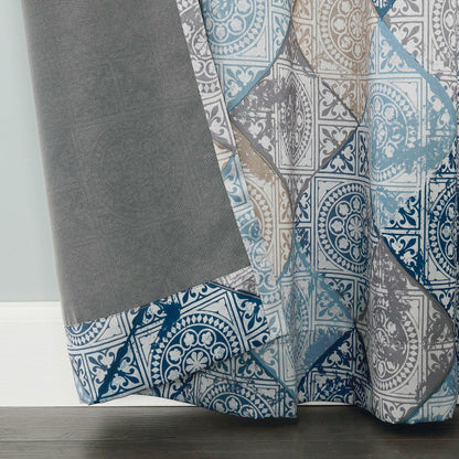 Sun Zero Reardon Global Medallion Efficient Grommet Curtain Panel 54x84 Indigo