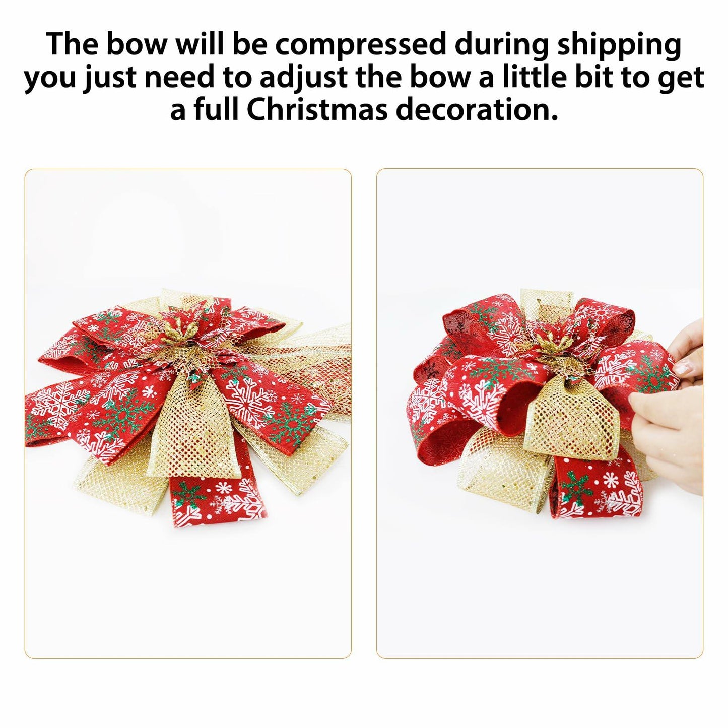Filltown Christmas Tree Topper Bow 53x13 Inch Grey Silver Xmas Decor
