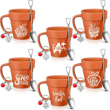 Nuogo Gardener 6 Set 11oz Ceramic Mug with Shovel Spoon Keychains