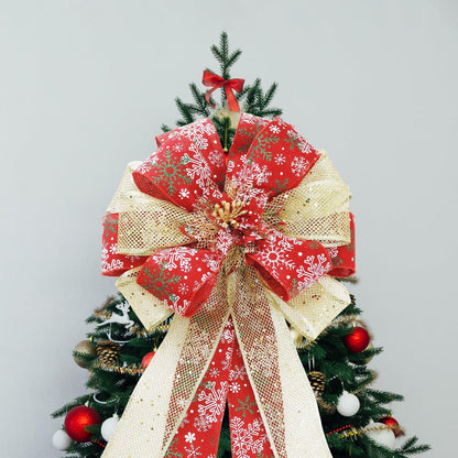 Filltown Christmas Tree Topper Bow 53x13 Inch Grey Silver Xmas Decor