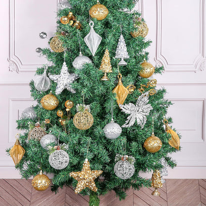 [Like New] ZHANYIGY Christmas Ball Ornaments 4pc Silver Pinecone Rattan String Size S