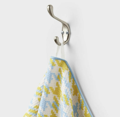 Target Set of 3 Waffle Houndstooth Hand Towels Blue Yellow 16x26