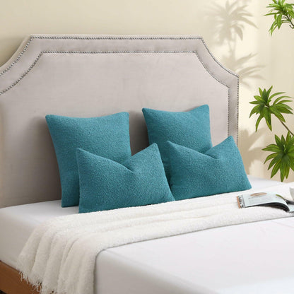 FUTEI Teal Blue Throw Pillow Covers 16x16 Inch Pack of 2 Cozy Boucle