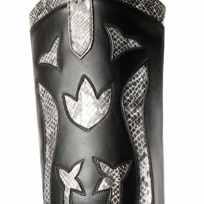 ANN CREEK Women’s Boma Western Knee-High Boots Black/White Snake 6.5
